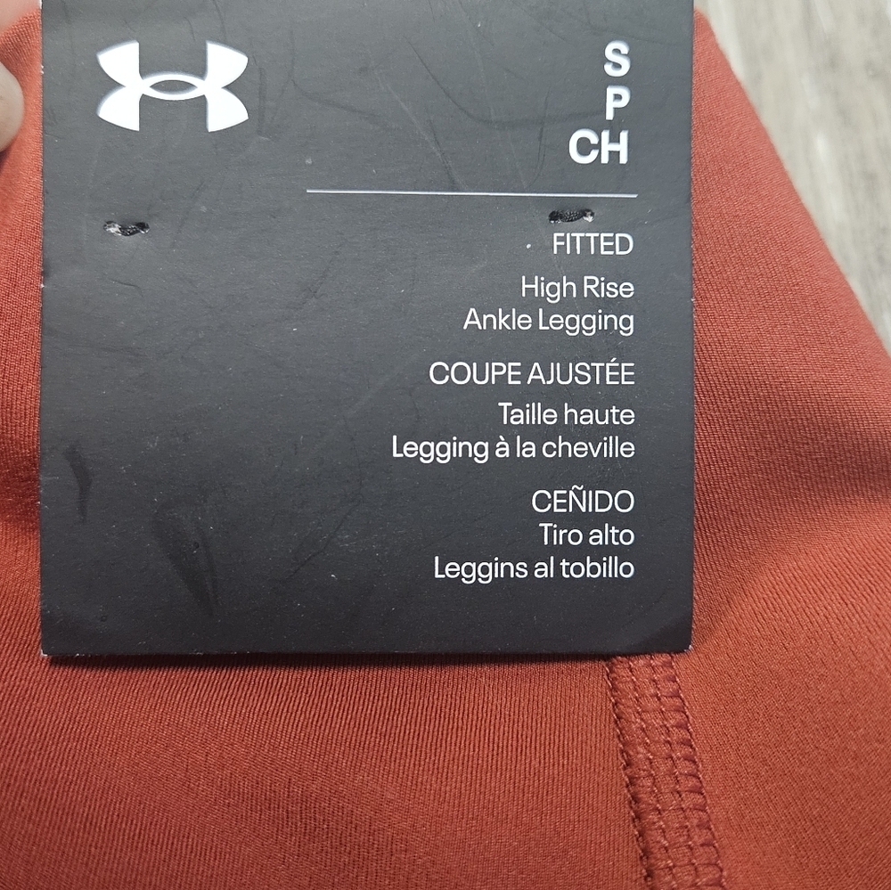 Under Armour Fitted High Rise Ankle Leggings Burnt Orange Women's Small Active - Picture 6 of 9
